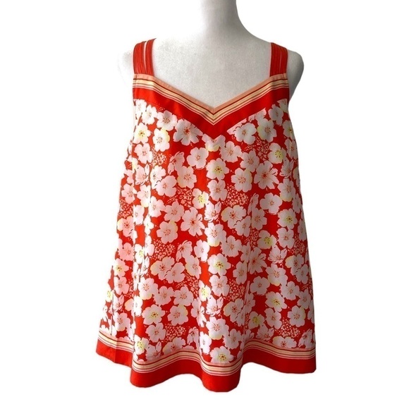 LC LAUREN Conrad large camisole blouse floral orange white - Picture 1 of 11